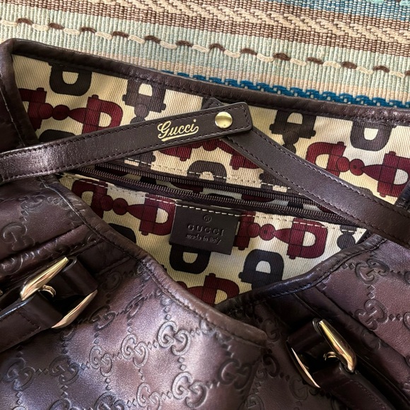 GUCCI 🤎☀️🤎 Authentic Abbey Guccissima Diagonal GG Hobo - Picture 12 of 16